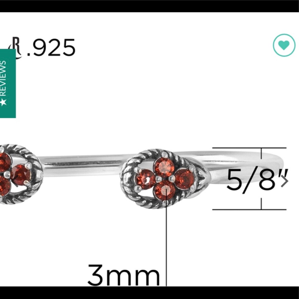 REDUCED PRICE Carolyn Pollack Garnet gemstone sterling silver cuff bracelet. - Picture 4 of 4